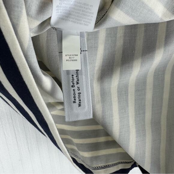 J. Crew One Shoulder Navy Blue/White Striped Nautical Blouse Ruffle Size Medium - Picture 5 of 5